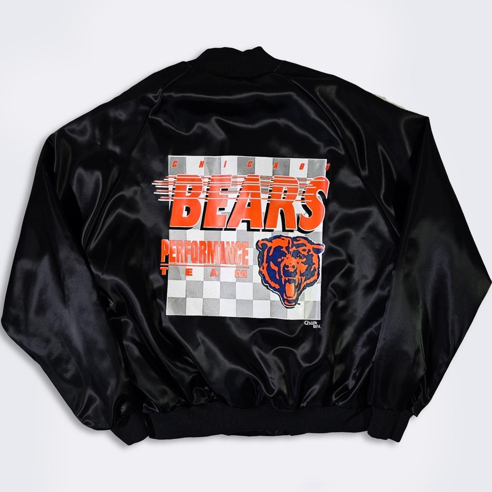 Chicago Bears Vintage 80s Chalk Line Satin Bomber Jacket